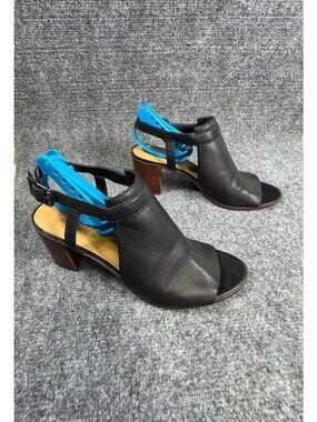 Franco Sarto Harlet Women’s 9M Heels Black Leather Open-Toe Slingback